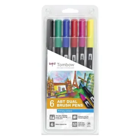 6 feutres à pointe fine rigide et pointe large souple - Couleurs primaires