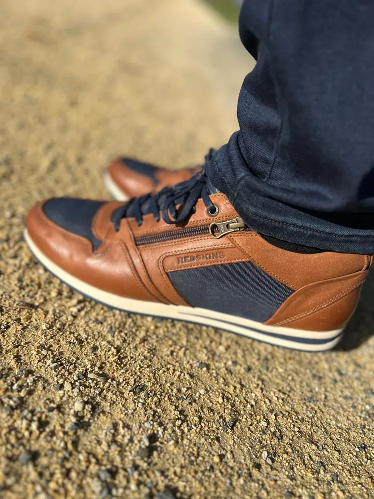 Baskets camel et marine Lucide - chaussures homme - Cléstyle Chaussures 41 Couleur MARRON/BRUN