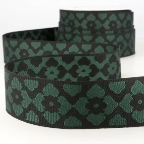 Bobine 25m galon 40 mm jacquard orient vert/noir
