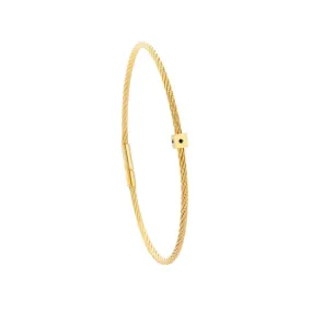 Bracelet acier doré motif cube avec 3 diamants noir 1 mm | 3 Suisses