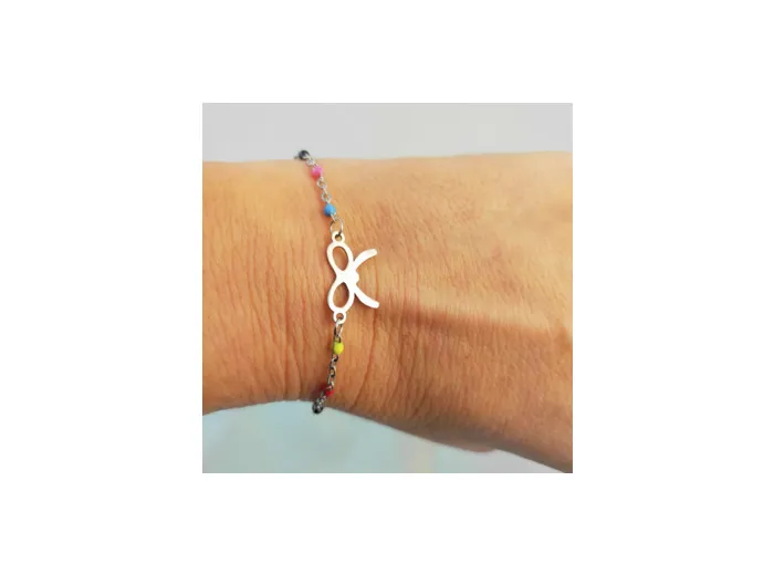Bracelet nœud multi-couleurs/argenté