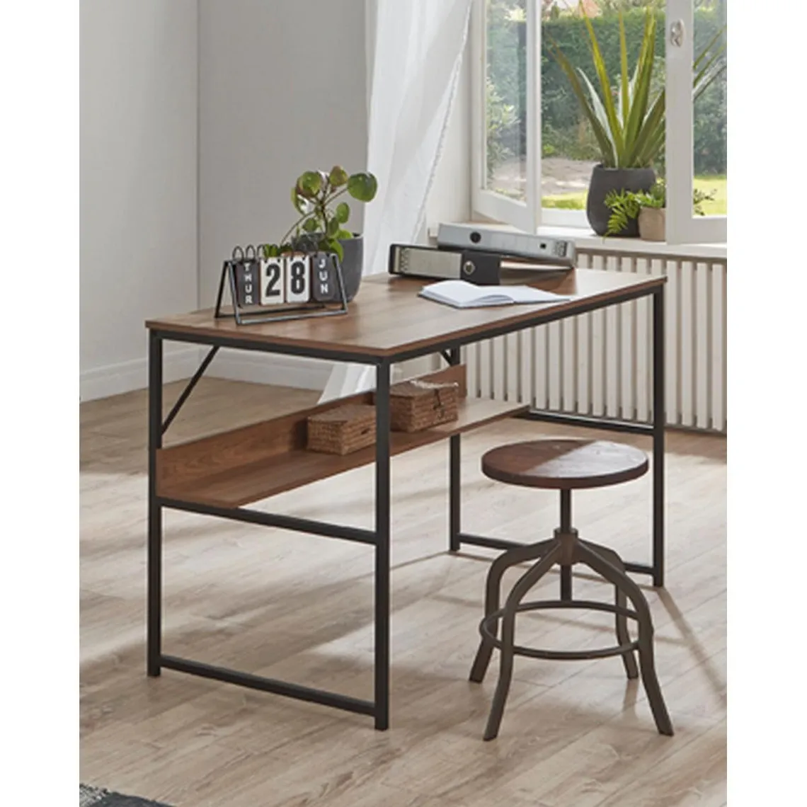 bureau métal laqué noir et chêne | 3 Suisses