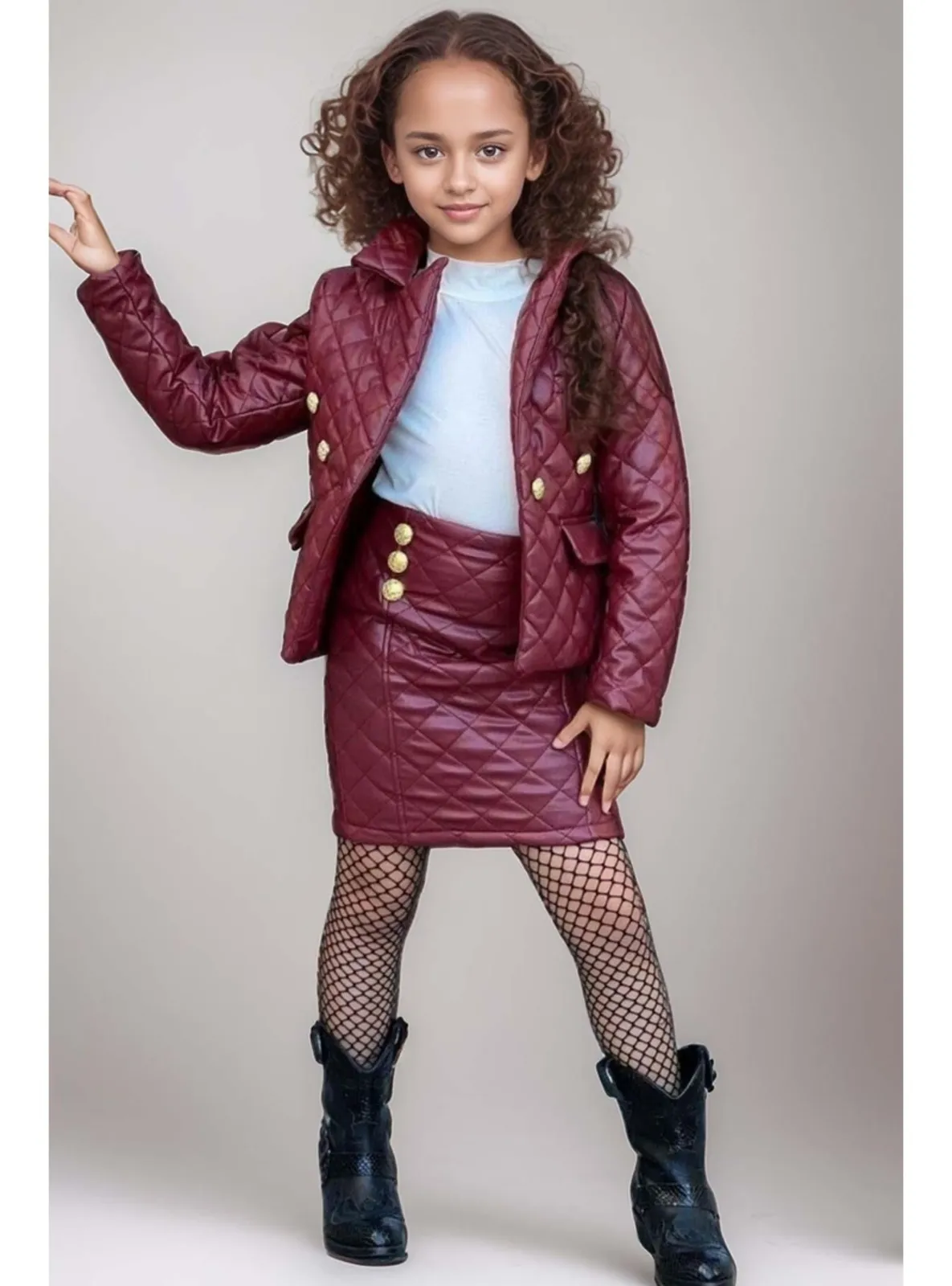 Burgundy - Girls` Suit
