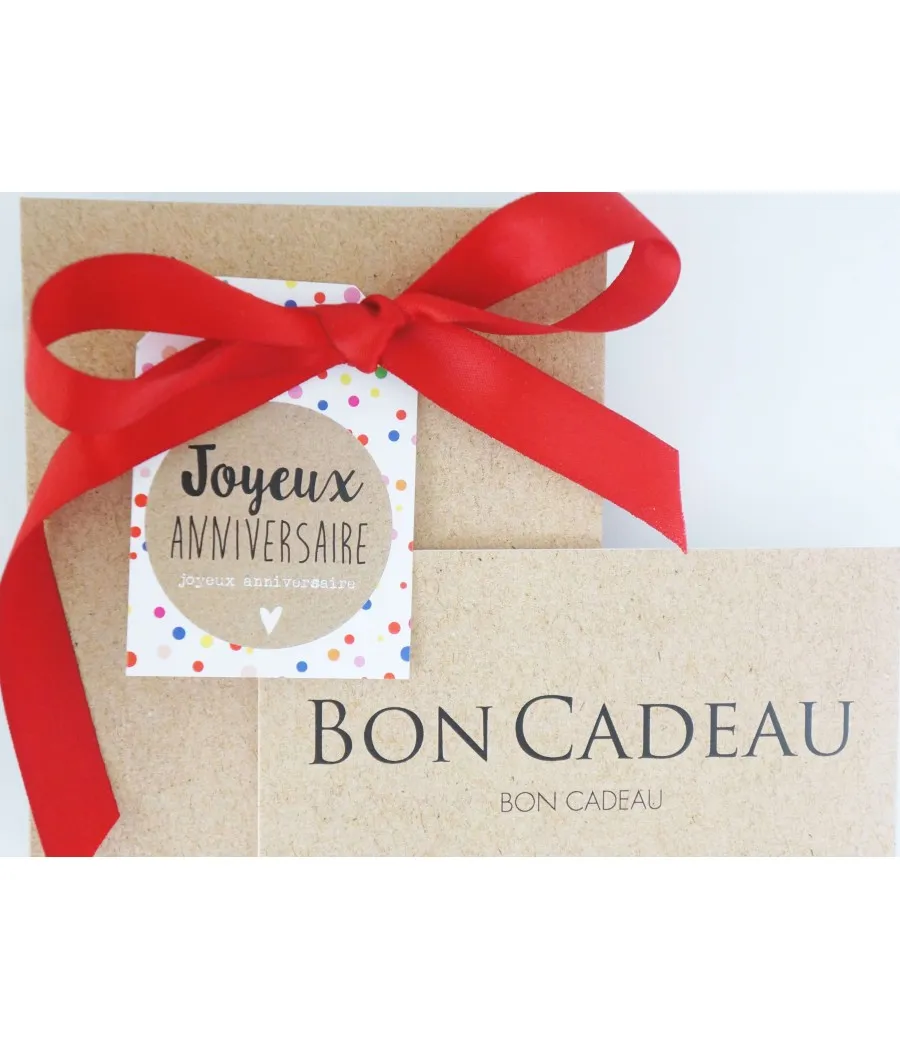 CARTE CADEAU ANNIVERSAIRE OFFRE CONFINEMENT OCCASION NOEUD ROUGE 50 EUROS
