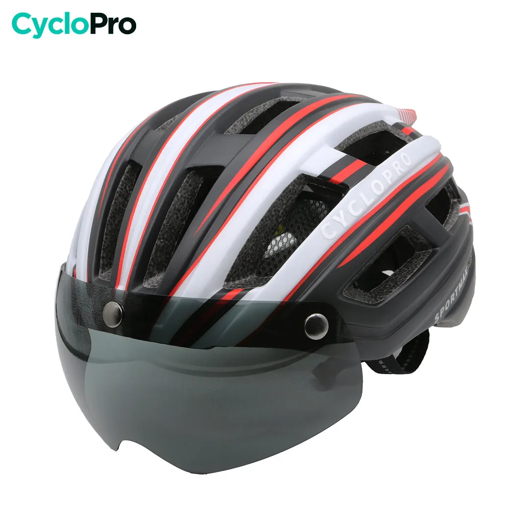 Casque vélo avec visière Blanc et Rouge - SportMax