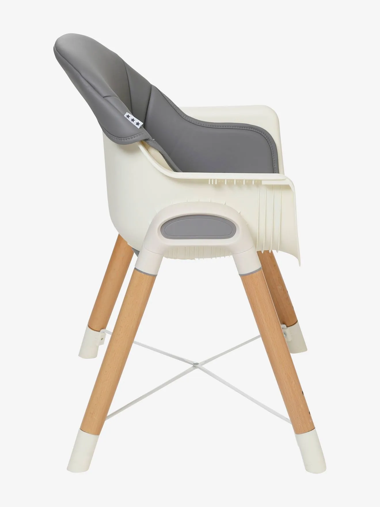 Chaise haute évolutive 2 hauteurs vertbaudet High & Low gris/bois - Vertbaudet