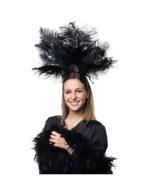 Coiffe à plumes noires pour Carnaval et Cabaret