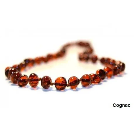 Collier en ambre adulte Cognac