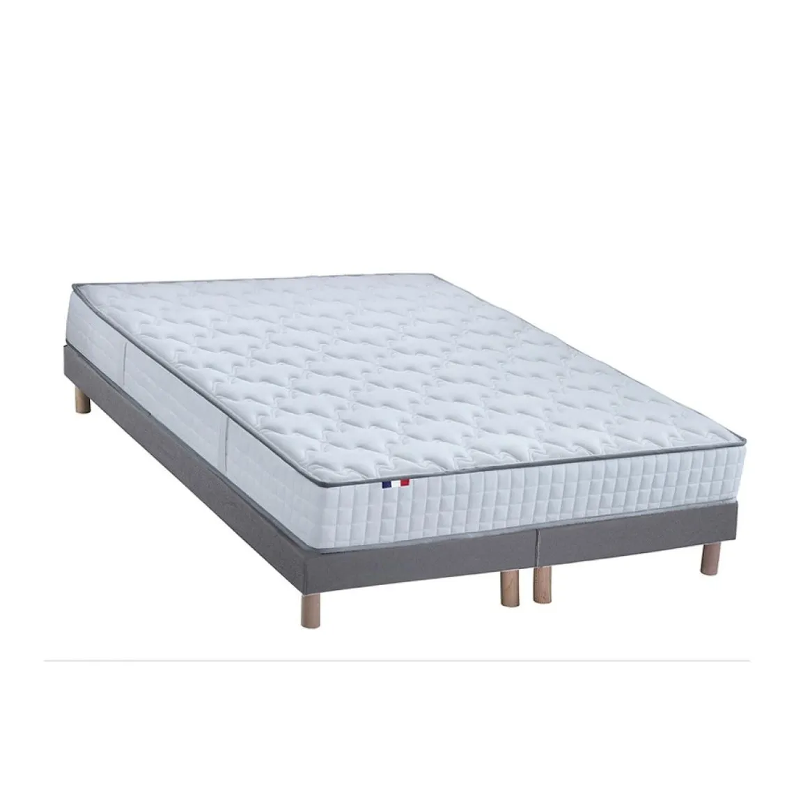 Ensemble Matelas Ressorts 7 zones COSMA + Sommier - Made in France - Sommier Gris chiné | 3 Suisses