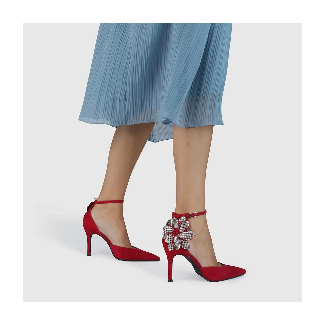 Escarpins en daim rouge femme | LODI Chaussures femme en ligne.