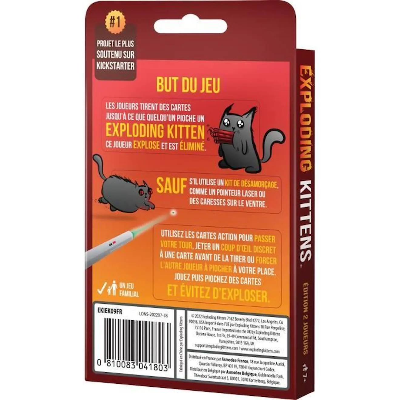 Exploding Kittens 2 Joueurs - Asmodee - Jeu de société rouge - Asmodee