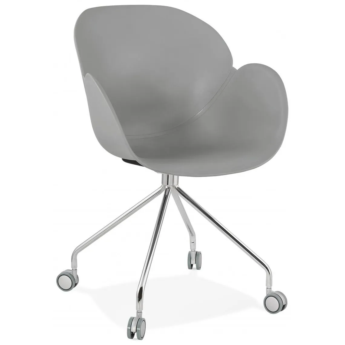 Fauteuil Design Accoudoirs Arrondi Piétement en Métal Gris à Roulette LOPPER Gris | 3 Suisses