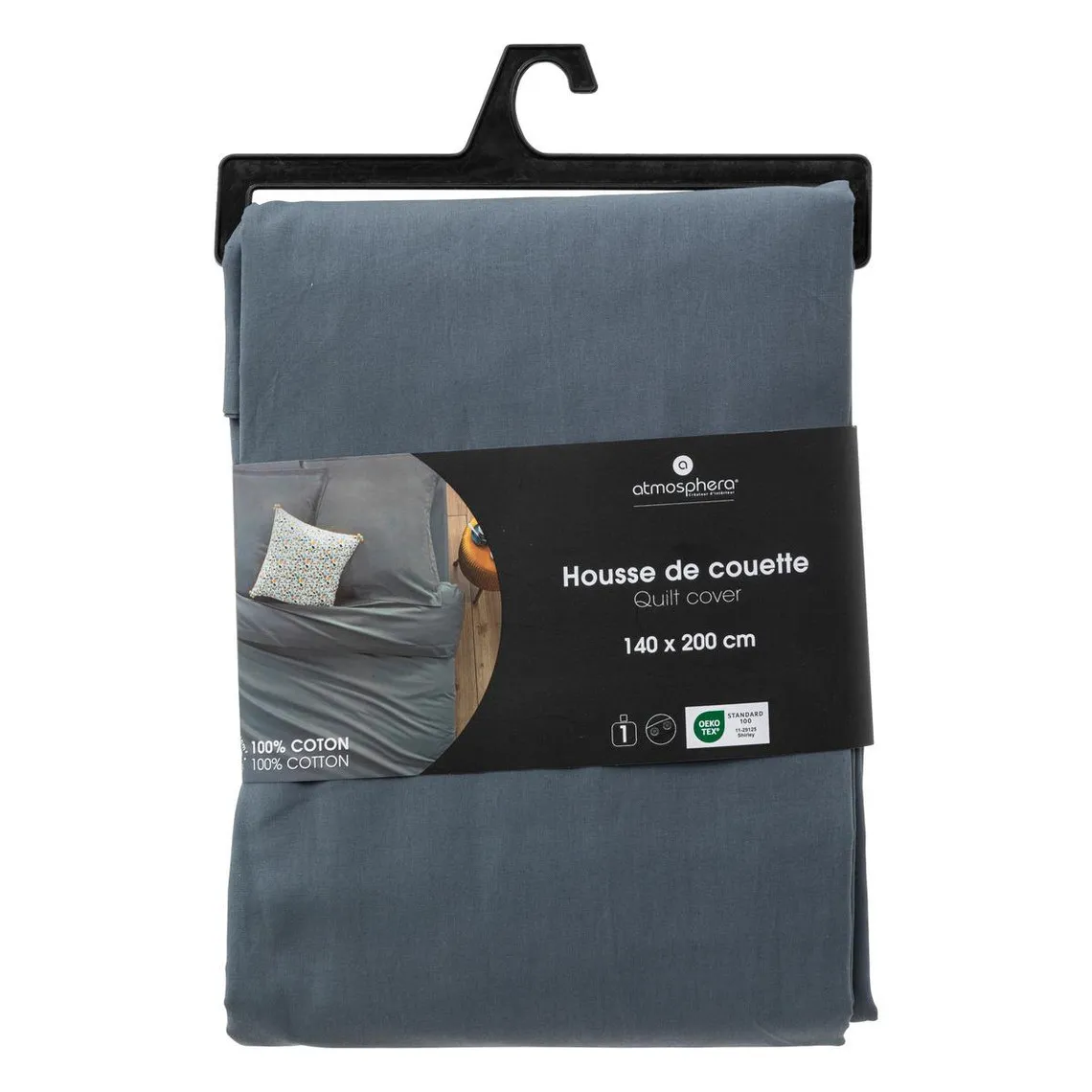 Housse de couette en coton 200x140 bleu  | 3 Suisses