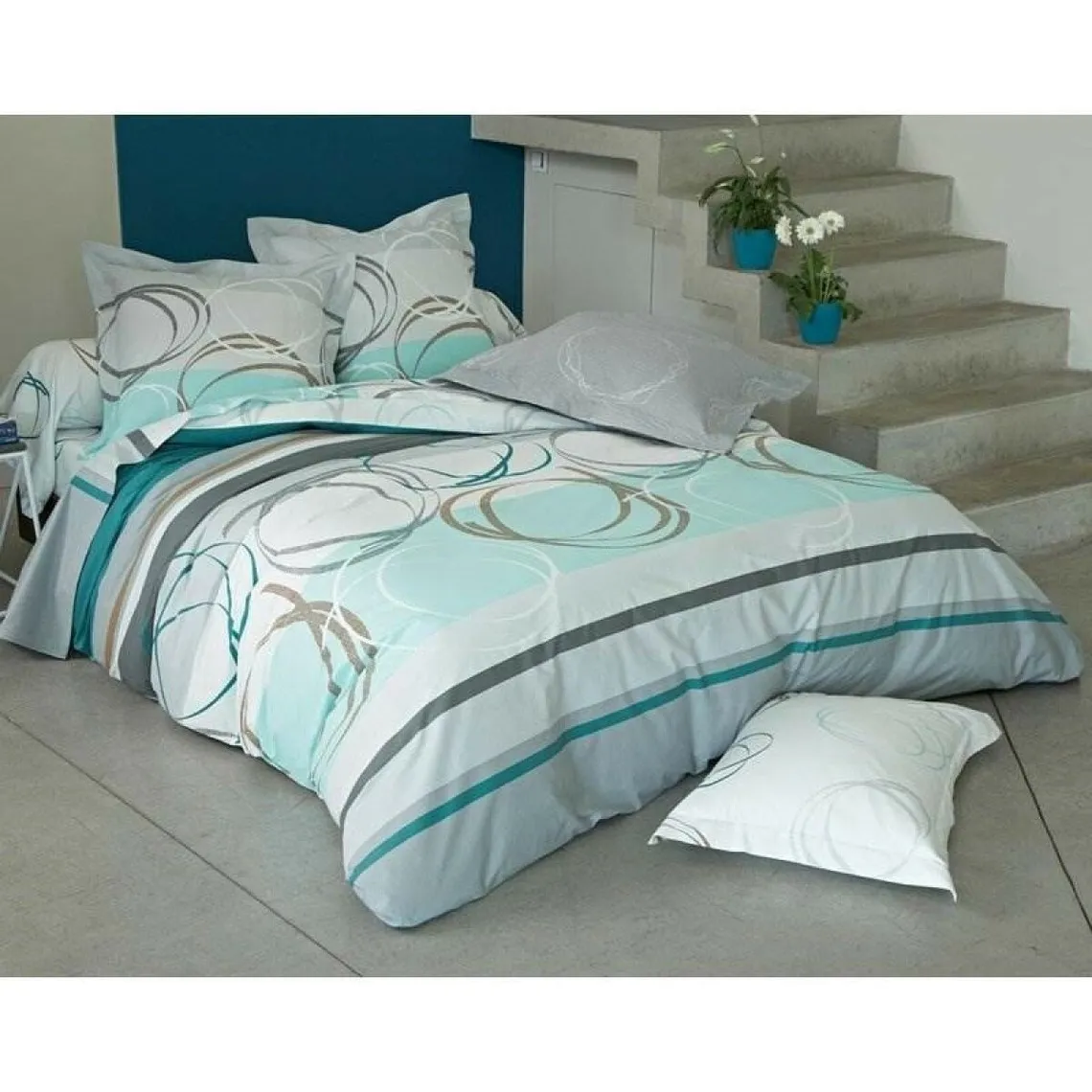 Housse de couette motif spirales - Bleu | Housse de couette 3 SUISSES