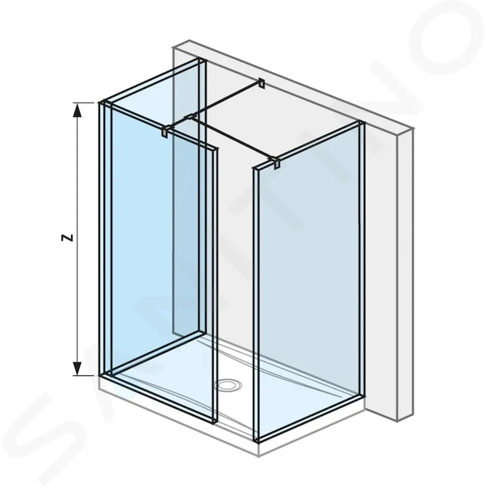 Jika Pure - Paroi de douche Walk in L, 79x90 cm, avec finition Jika Perla Glass H2694200026681