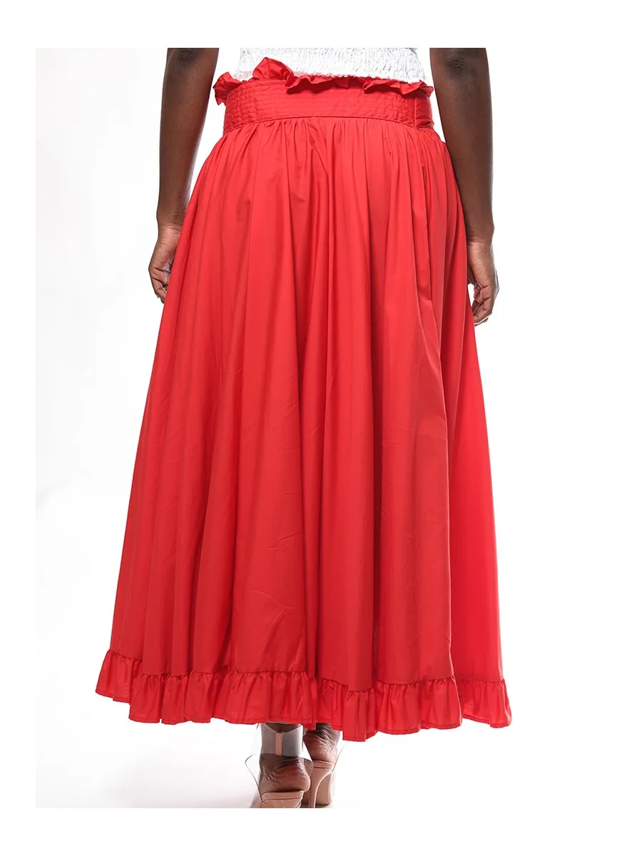 Jupe Coton Cerise Rouge