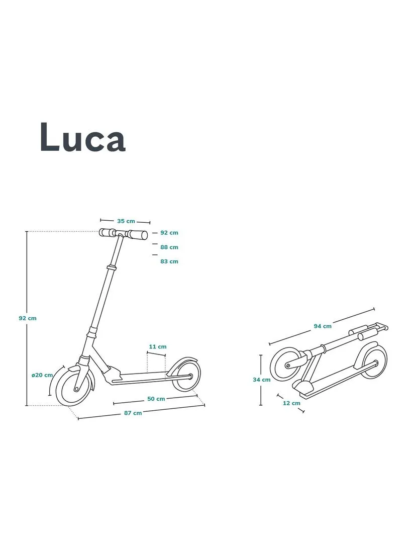 LIONELO Luca - Trottinette enfant et adulte - Jusqu'à 100kg - Blanc Orange