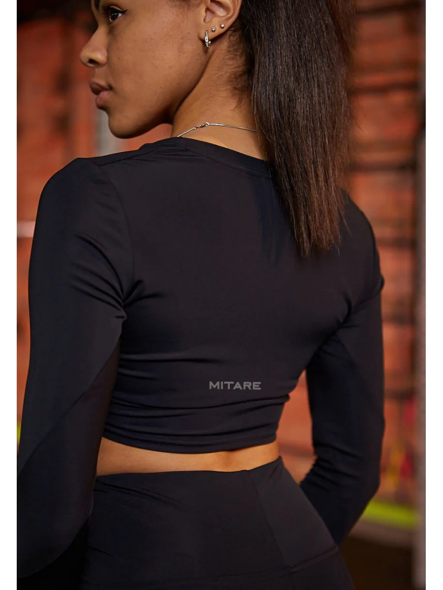 Long sleeve Crop Top SWEET K026 black MITARE Size M Color Black