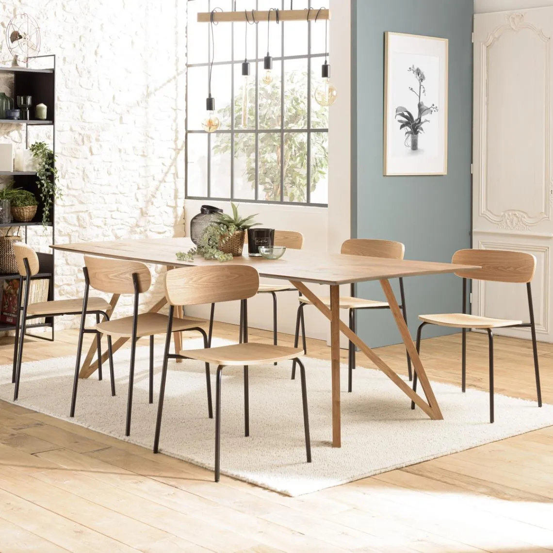 Lot de 2 chaises « écolier » en Bois de frêne et pieds Acier Noir TOM | 3 Suisses