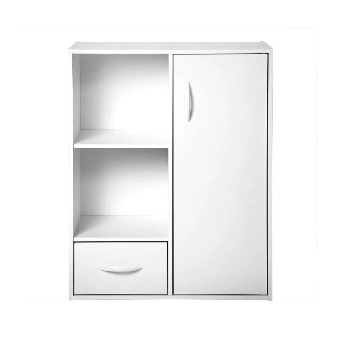 Meuble à 4 cases avec 1 porte et 1 tiroir en bois blanc | 3 Suisses