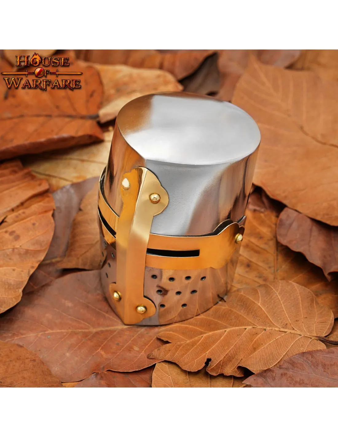 Mini casque de croisés médiévaux avec support en bois ⚔️ Boutique Épées