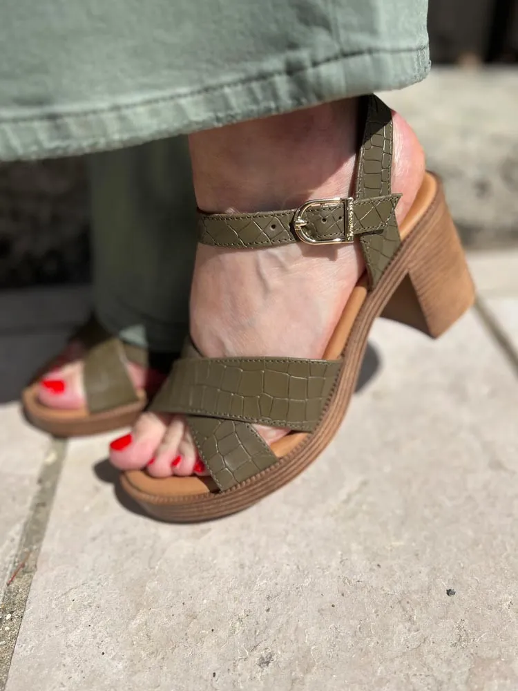 Nu-pieds kaki à talon NOAM - Tamaris - Chaussures femme Cléstyle Chaussures 36 Couleur VERT
