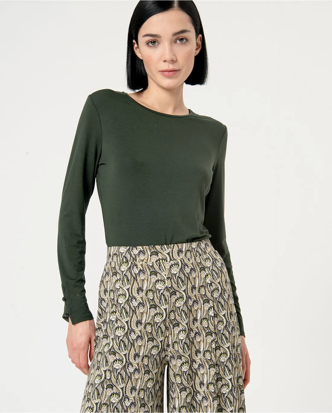 Pantalon large imprimé Vert