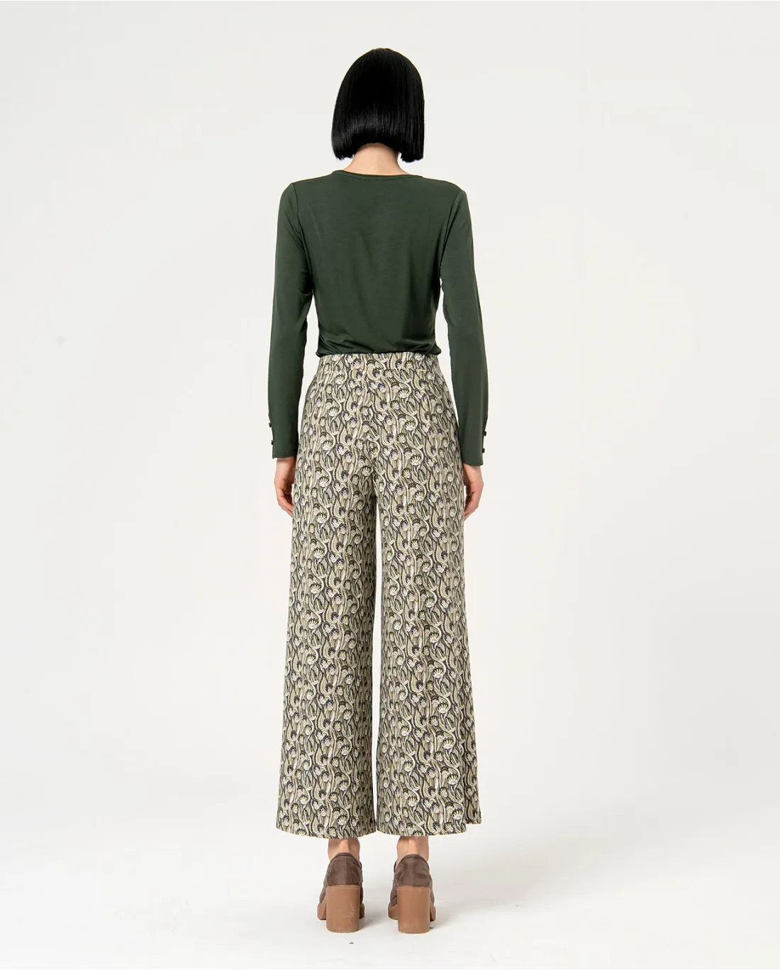 Pantalon large imprimé Vert