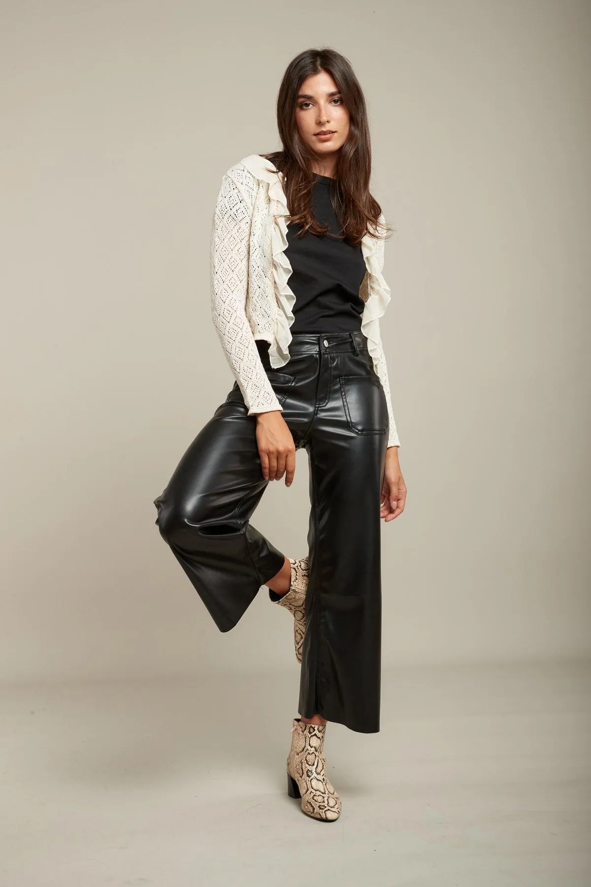 Pantalon simili cropped évasé - Venisia