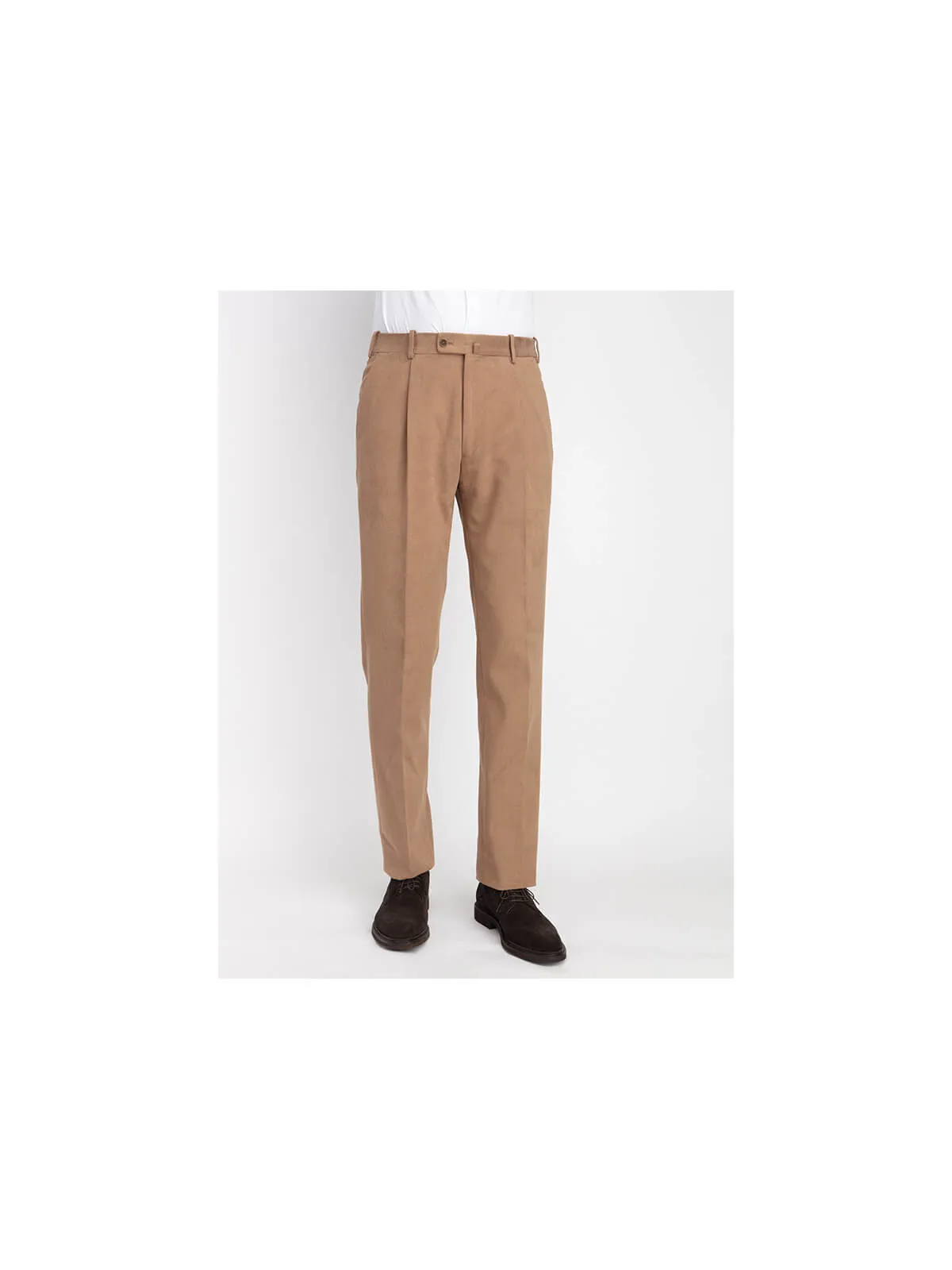 Pantalon à pinces en coton gratté