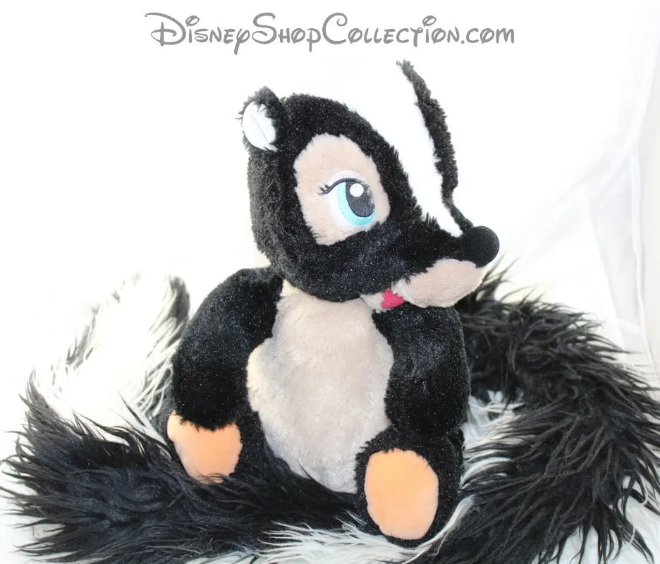 Peluche Fleur putois DISNEY PARKS Bambi longue queue blanc noir 32 cm