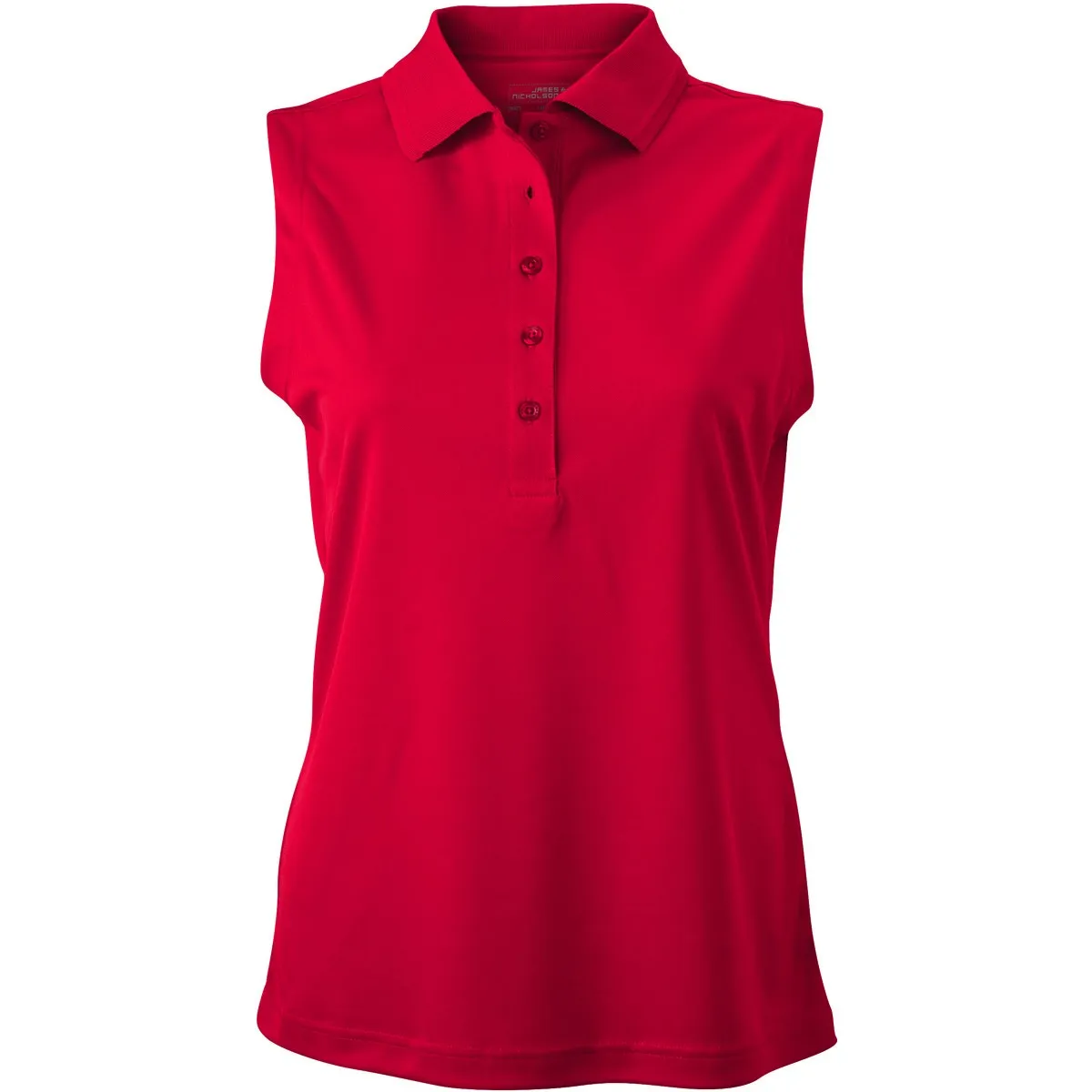 Polo micro-polyester FEMME JN575 - rouge - sans manches 