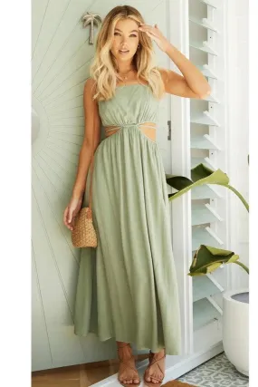 Robe D'Été Bohème Vert Sauge