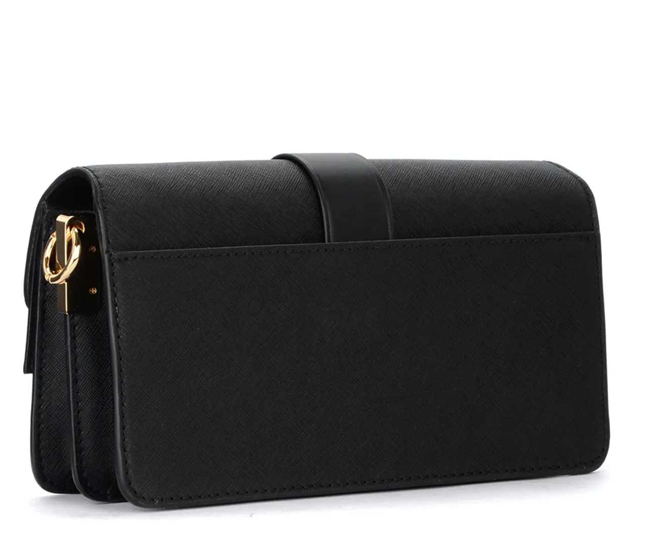 Sac porté épaule Michael Kors Greenwich media en cuir noir