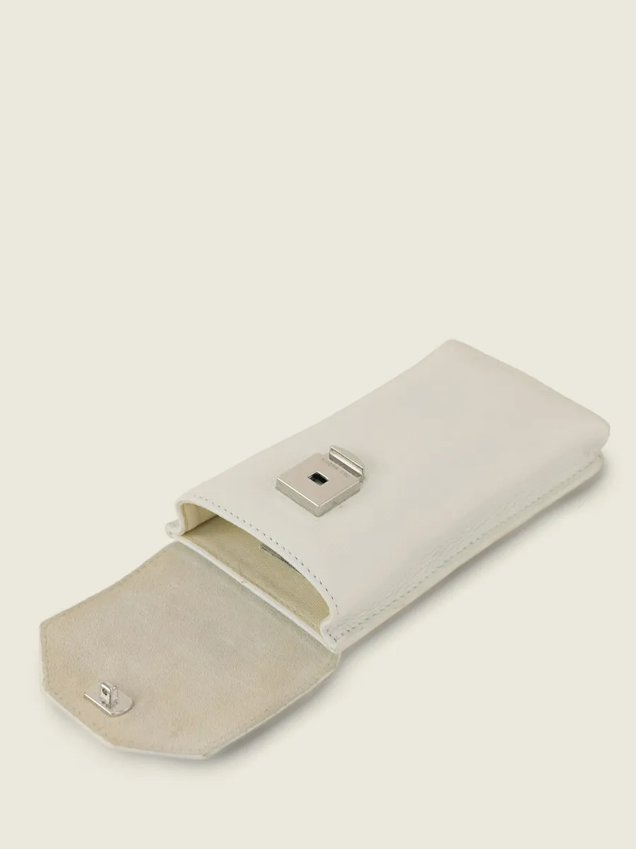 SAC TÉLÉPHONE CUIR BLANC Éva Pastel - Craie