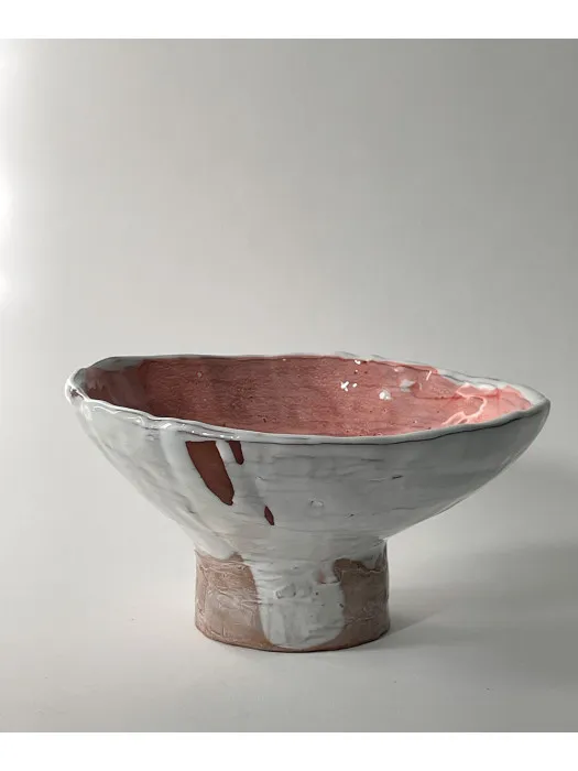 Saladier rose et blanc