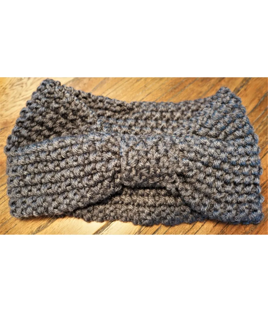 SANTAIA BANDEAU CHEVEUX VINTAGE GRIS TRICOT POINT DE RIZ