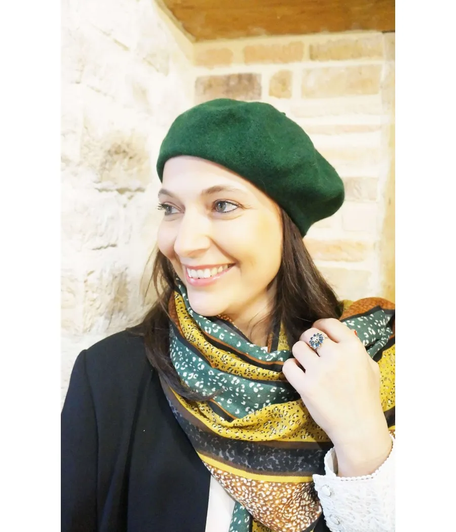 SANTAIA BERET TOLOSA LAINE VERT SAPIN QUALITE SUPERIEURE