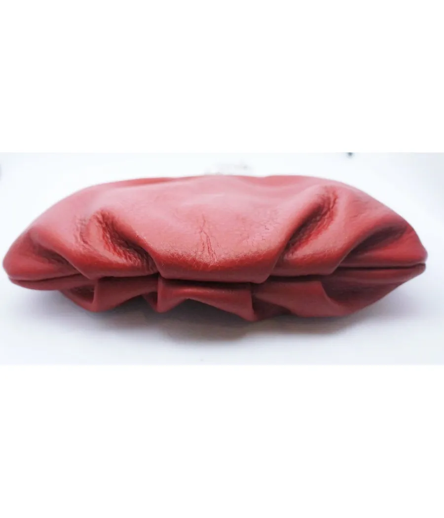 SANTAIA SAC YAELLE CHERRY BANDOULIERE CHAINE CUIR ROUGE ITALIE RETRO
