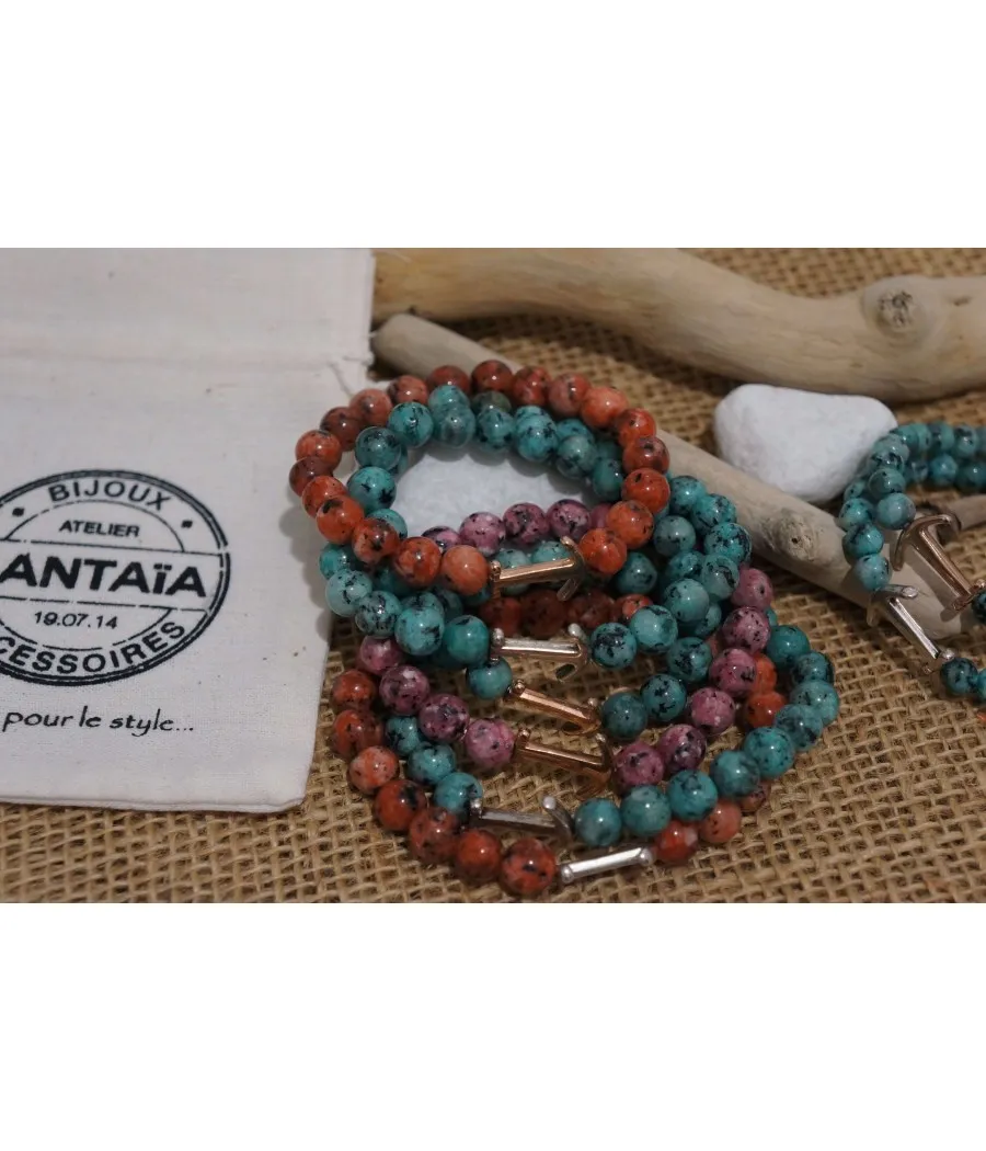 Santaïa bracelet Garonne homme bleu vert aqua ancre esprit marin