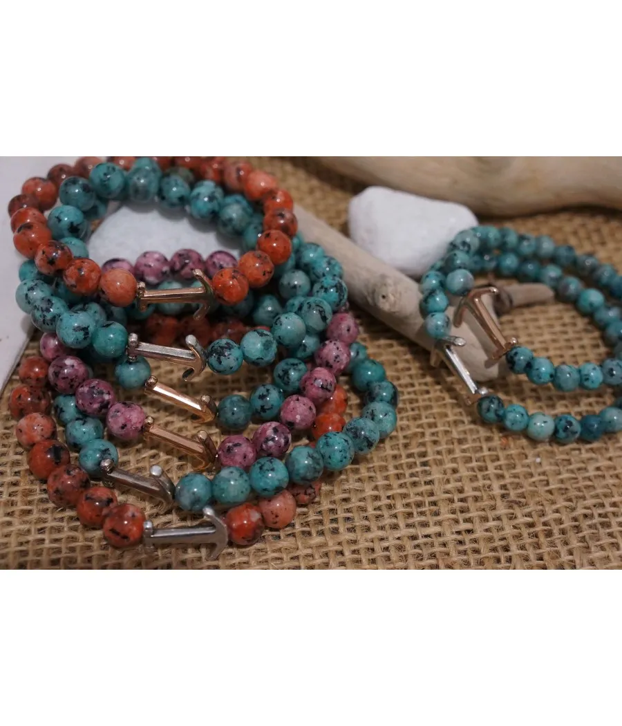 Santaïa bracelet Garonnette femme bleu vert aqua ancre esprit marin