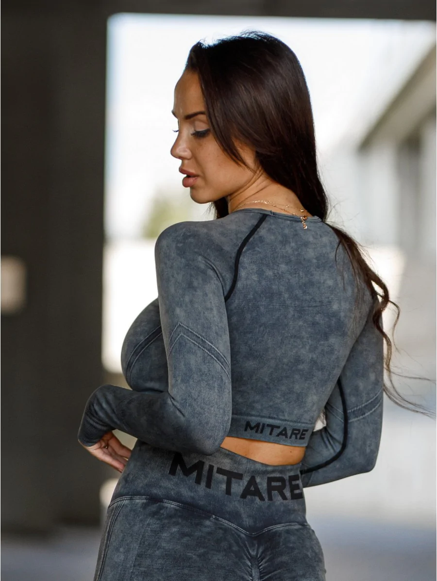 Seamless Crop Top PUSH UP MAX MARBLE K110 black MITARE Size S Color Black