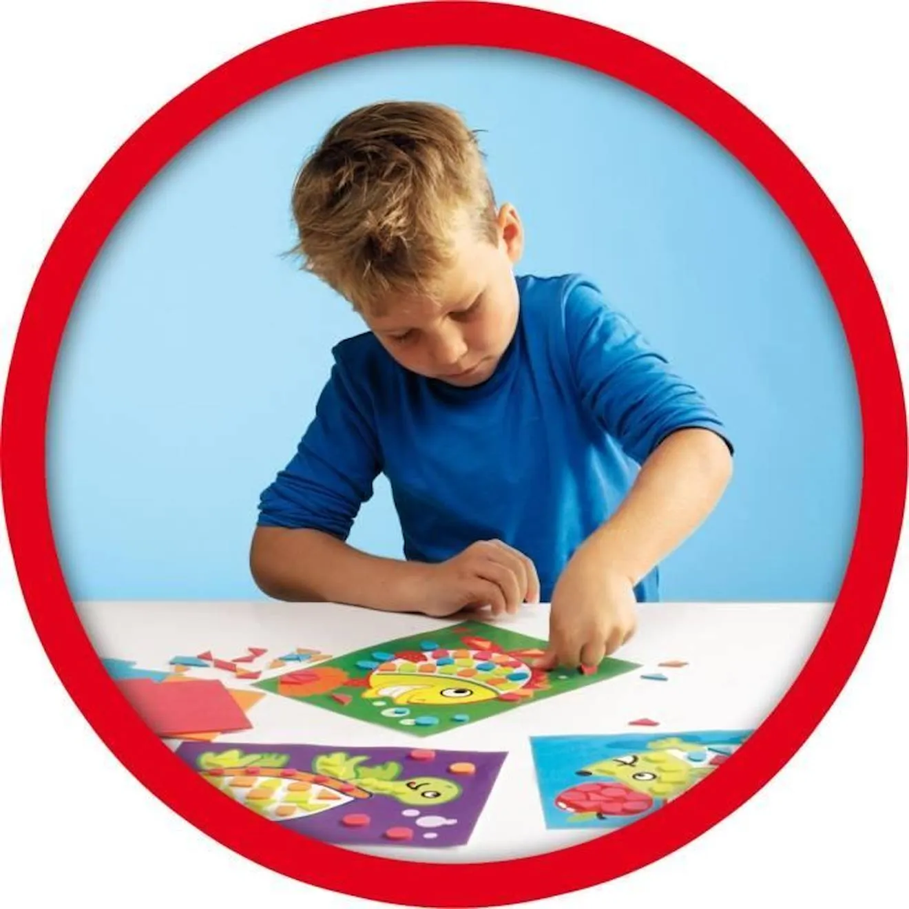 SES Creative 14827 - J'apprends la mosaïque, aves les mosaïques autocollants de couleur, convient aux jeunes enfants rouge -