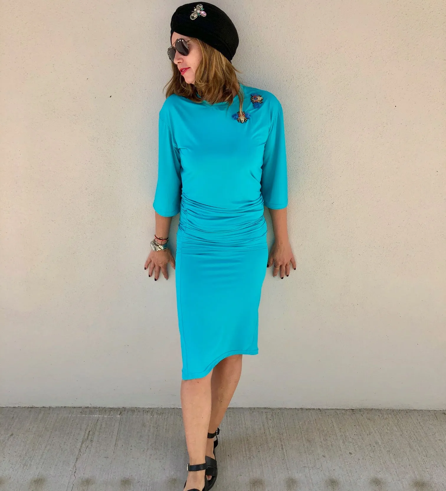 Swimsuit - turquoise dress D2051S with embroidery details