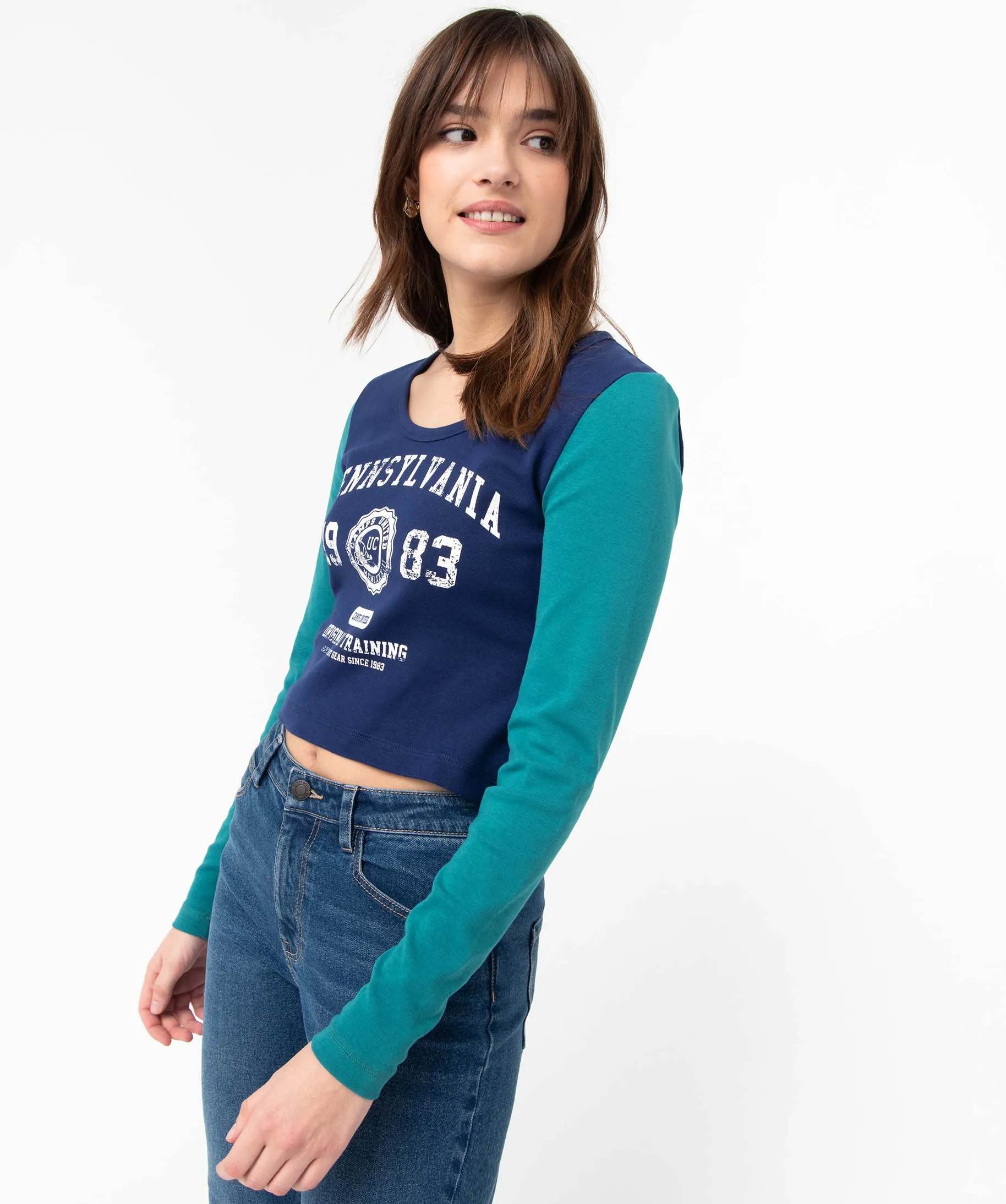Tee-shirt femme bicolore - Camps United bleu
