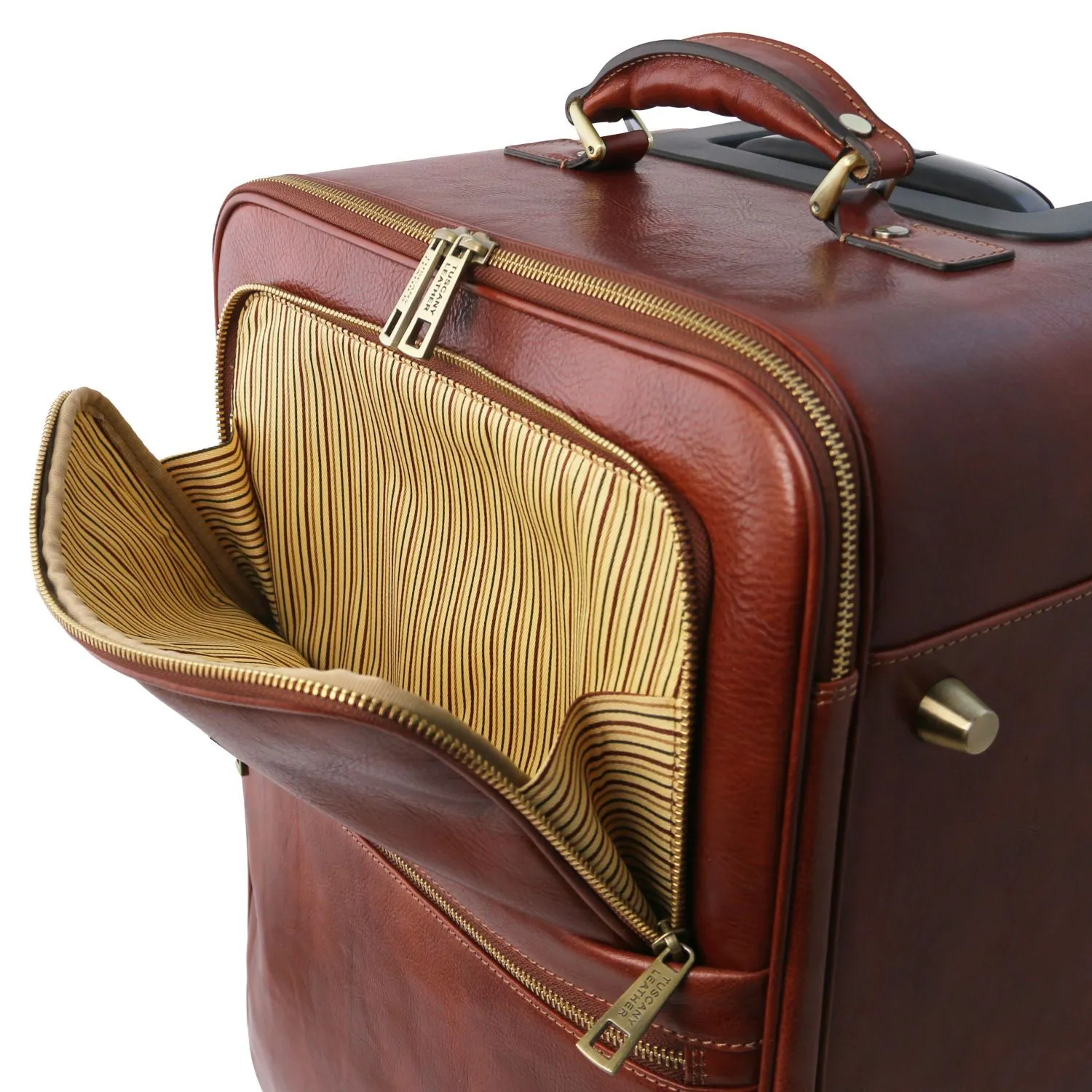 TL Voyager Valise Verticale en Cuir Avec 4 Roulettes Marron TL141911