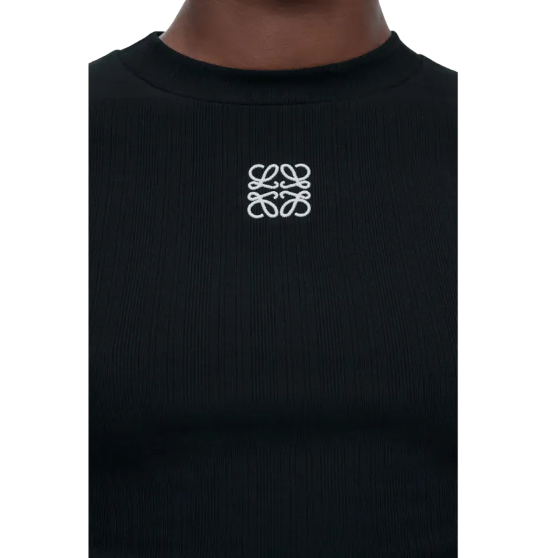 Top court coton noir broderie logo anagramme
