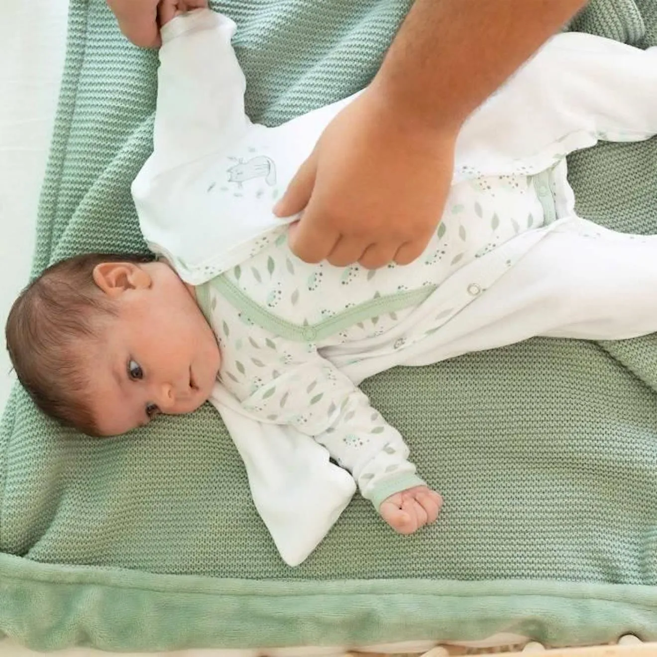 Trousseau Naissance Trois Kilos Sept - Vert Sauge 0 Mois vert - Trois Kilos Sept