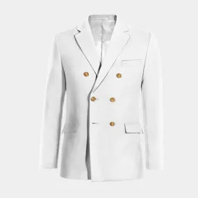 Veste croisée blanc neige en lin essentiel