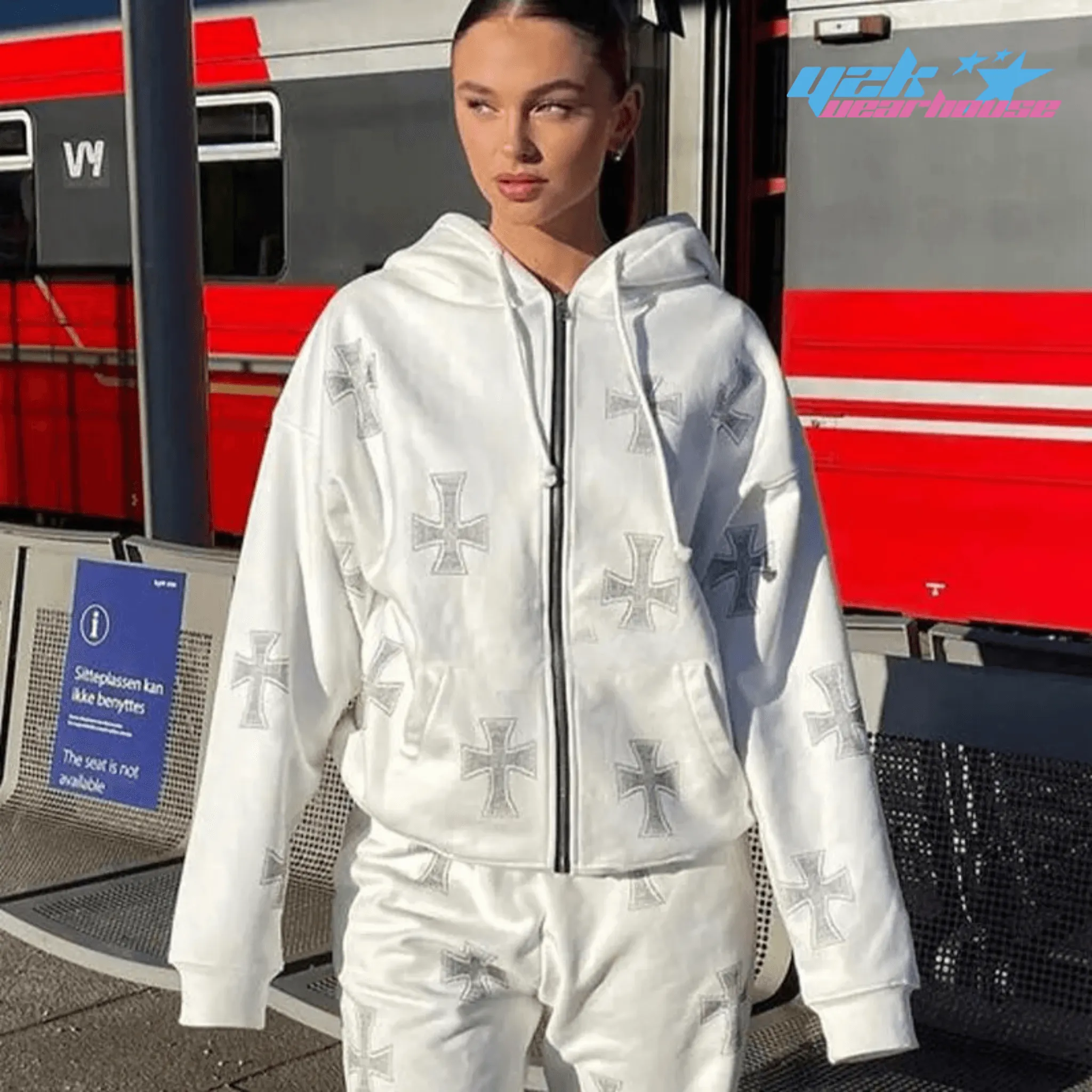 Veste Croix Blanc Y2K